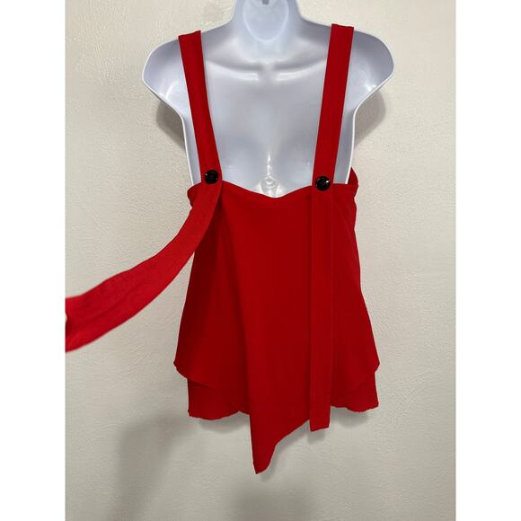 90s Y2K Derek Lam 10 Crosby Silk Blend Going Out Top Sz 2 Red Handkerchief Hem - Picture 6 of 14